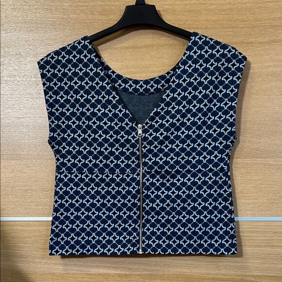 Maeve by Anthropologie women’s Sz L Patterned sleeveless zip up Tunic Top - Picture 2 of 5